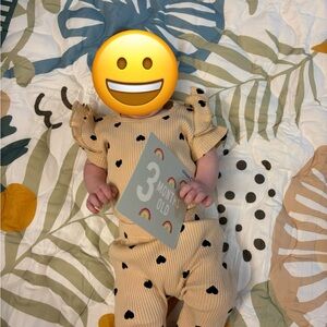 Kids Heart Print Matching Set - Cream